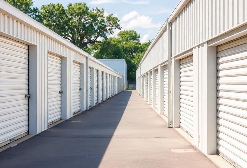 Self storage facility with roll up doors